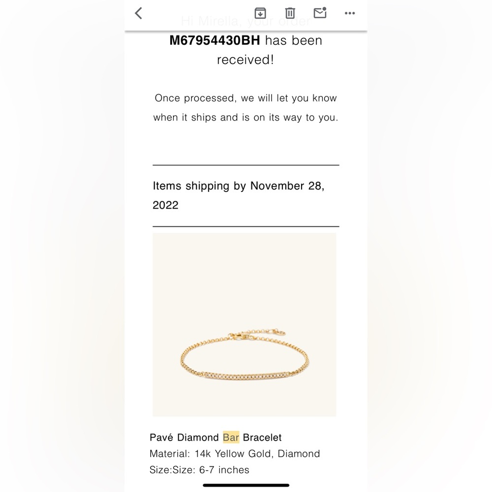 Mejuri Pave Bar Gold Diamond Bracelet